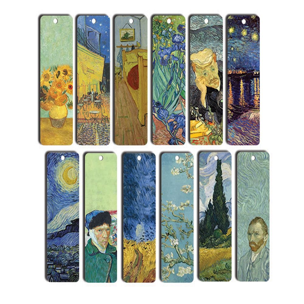 Van Gogh Bookmarks (12-Pack) - Starry Night - Sunflowers - Irises - Art Paintings Bookmarker - Cool Bookmarker For Men And Women