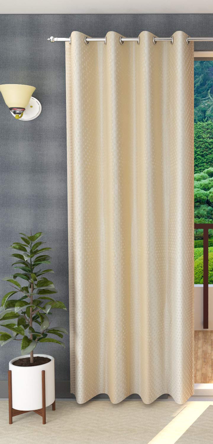 K 2 6 Creations 1 Piece Polyester Fancy DOTT Punch Curtain for Door (4 x 7 Feet Cream)