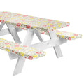Linpro 6Ft Fitted Picnic Table Cover With Bench Covers. Vinyl Outdoor Camping Picnic Tablecloth, 3 Piece Set Camping Gear. Waterproof, Stain Resistant, Reusable. Flannel Backing With Elastic Edges.72