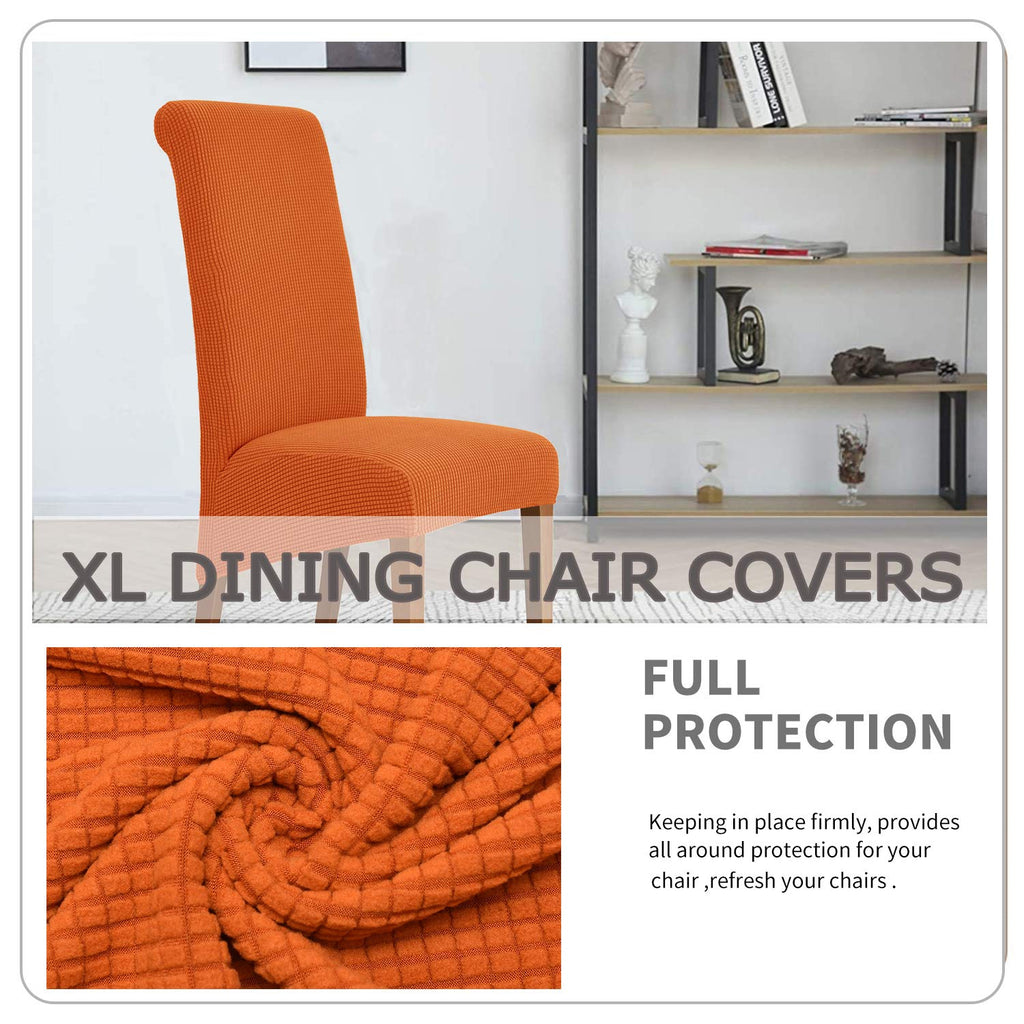 Deisy Dee Stretch Xl/Oversized Soft Spandex Extra Large Dining Room Chair Covers For Kitchen Dining,Removable Washable Chair Protectors Slipcovers (Orange, 2)