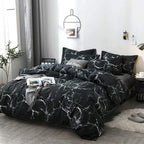 Luxlovery Black Marble Comforter Set Queen Black Marble Bed Set Full Cotton Comforter Cozy Beathable Soft Black And White Marble