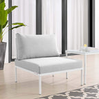 Modway Harmony Sunbrella® Outdoor Patio Aluminum Armless Chair in White Gray