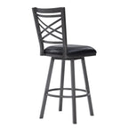 HomeRoots 26' Transitional Black Faux Leather Metal Cross Back Bar Stool