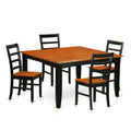 East West Furniture Parfait 5 Piece Kitchen Set Includes a Square Table with Butterfly Leaf and 4 Dining Room Chairs, 54x54 Inch, Black & Cherry