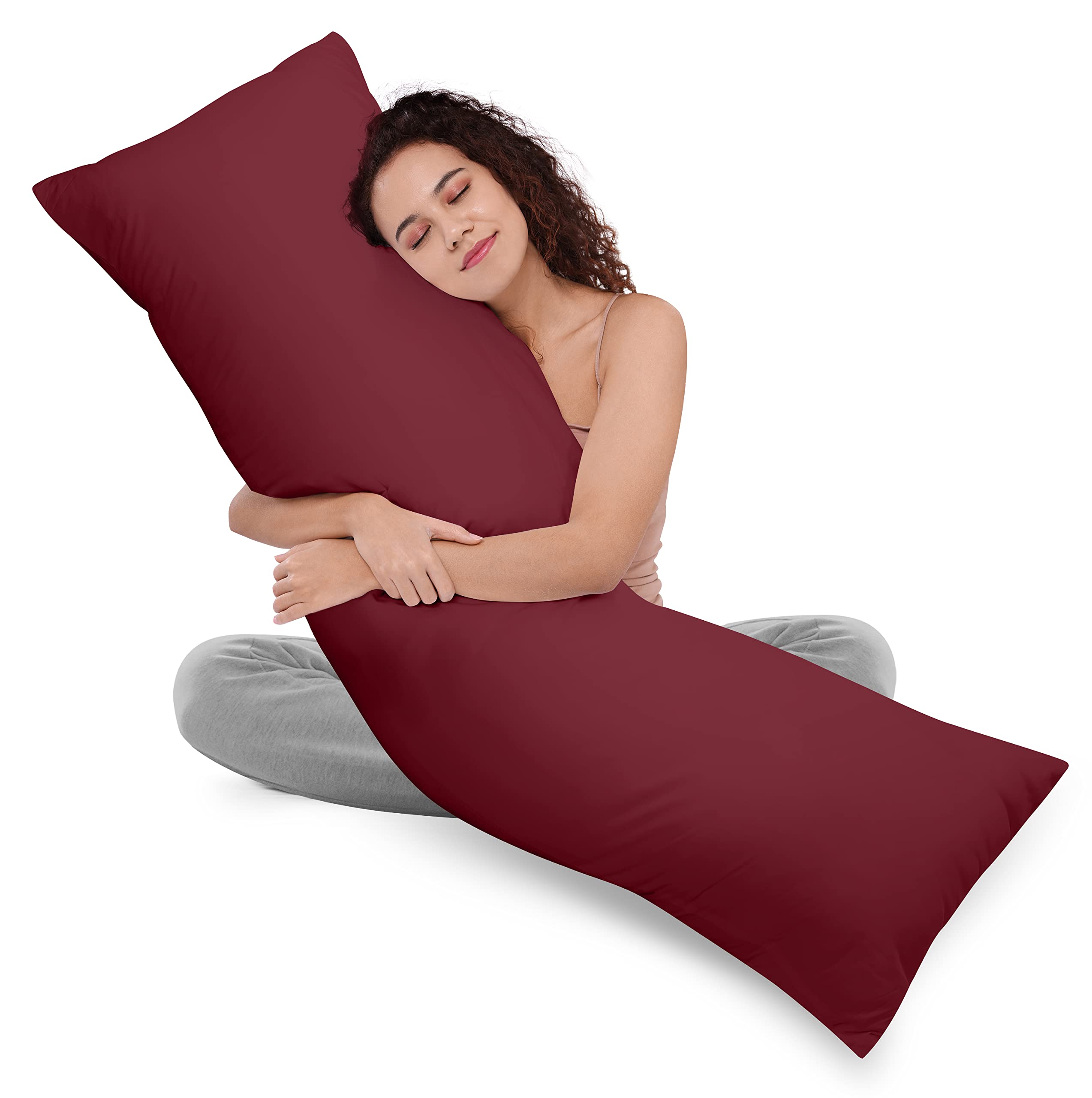 Utopia Bedding Full Body Pillow For Adults (Burgundy, 20 X 54 Inch), Long Pillow For Sleeping, Large Pillow Insert For Side Slee