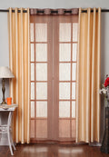 Homefab India Combo of 2 Plain and 1 Sheer Polyester Window Curtains  5 feet, Beige
