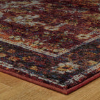 HomeRoots 509978 10 x 13 ft. Red Purple Gold & Gray Oriental Power Loom Stain Resistant Rectangle Area Rug