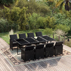 vidaXL Patio Dining Set 9 Piece with Cushions Garden Outdoor Terrace Balcony Table and Chair Seat Seating Furniture Poly Rattan Black