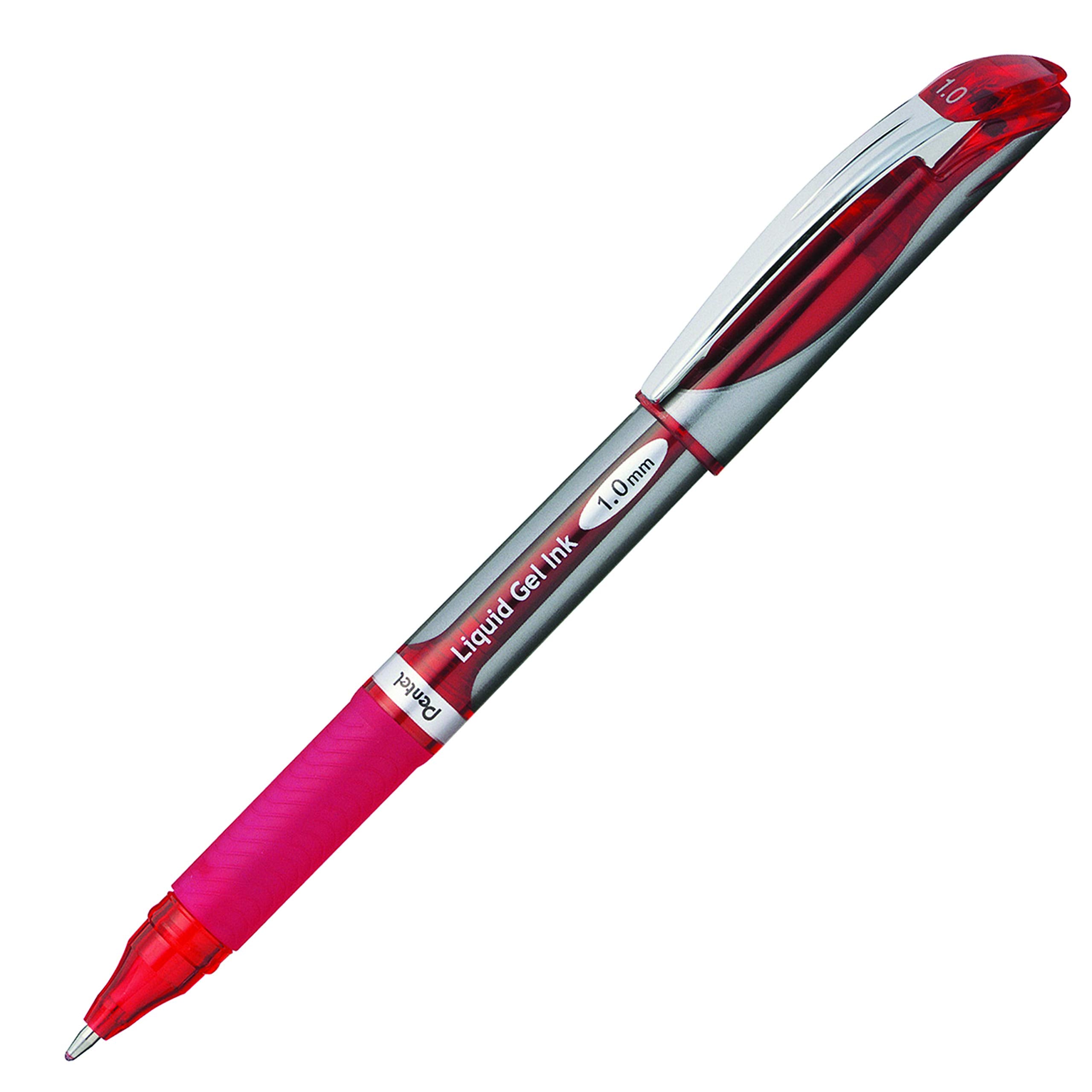 Pentel Ener-Gel Deluxe Liquid Gel Pen, Bold Line, Metal Tip, Red Ink, Box Of 12 (Bl60-B)