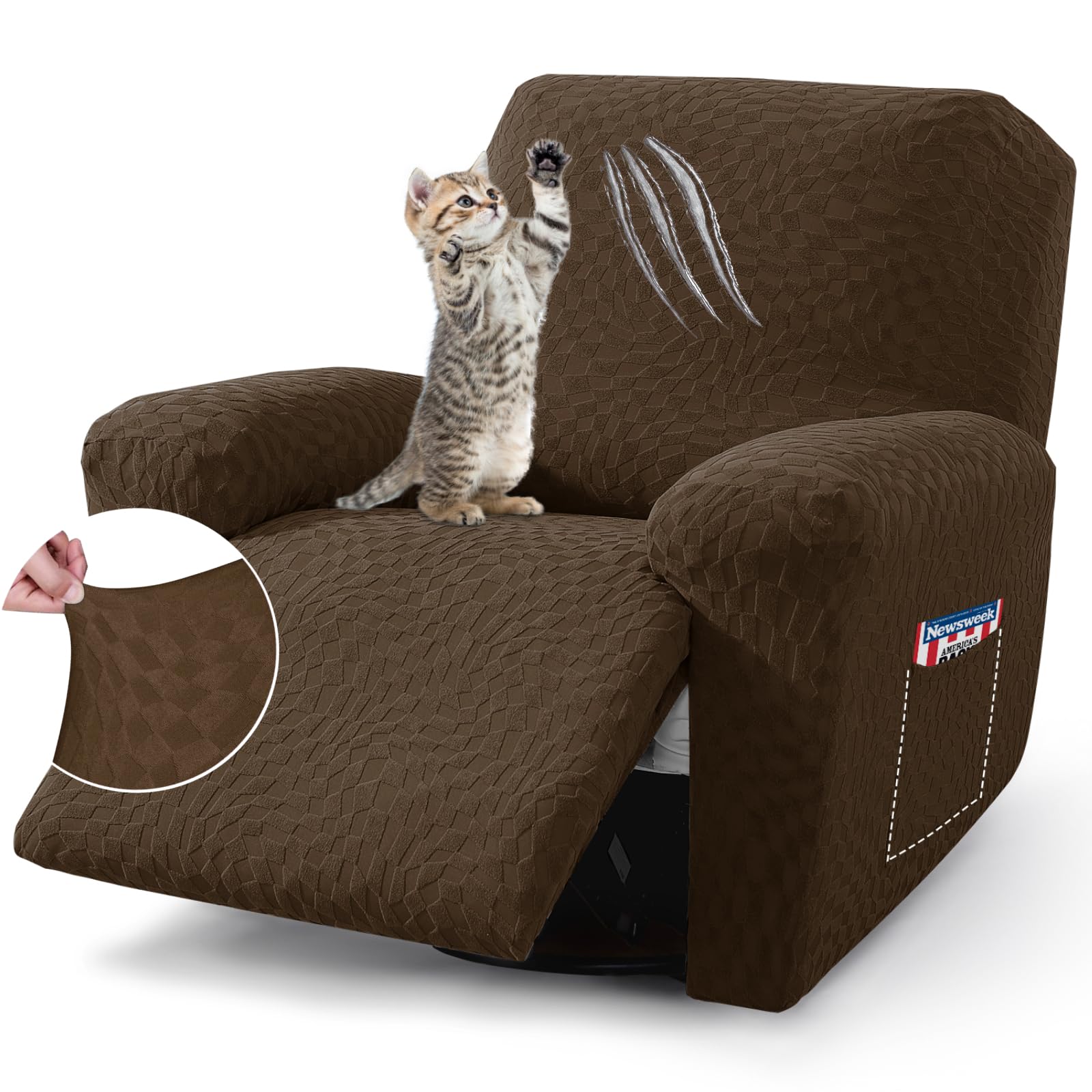 2024 Recliner Chair Covers (24''-37'') Newest 3-Piece Lazy Boy Recliner Cover, Stretch Slipcovers with Elastic & Ties that Stay 