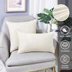 Brawarm Chenille Throw Pillow Covers 22X22 Inches - Cream Chenille Pillow Covers Pack Of 2, Solid Dyed Soft Chenille Pillow Case