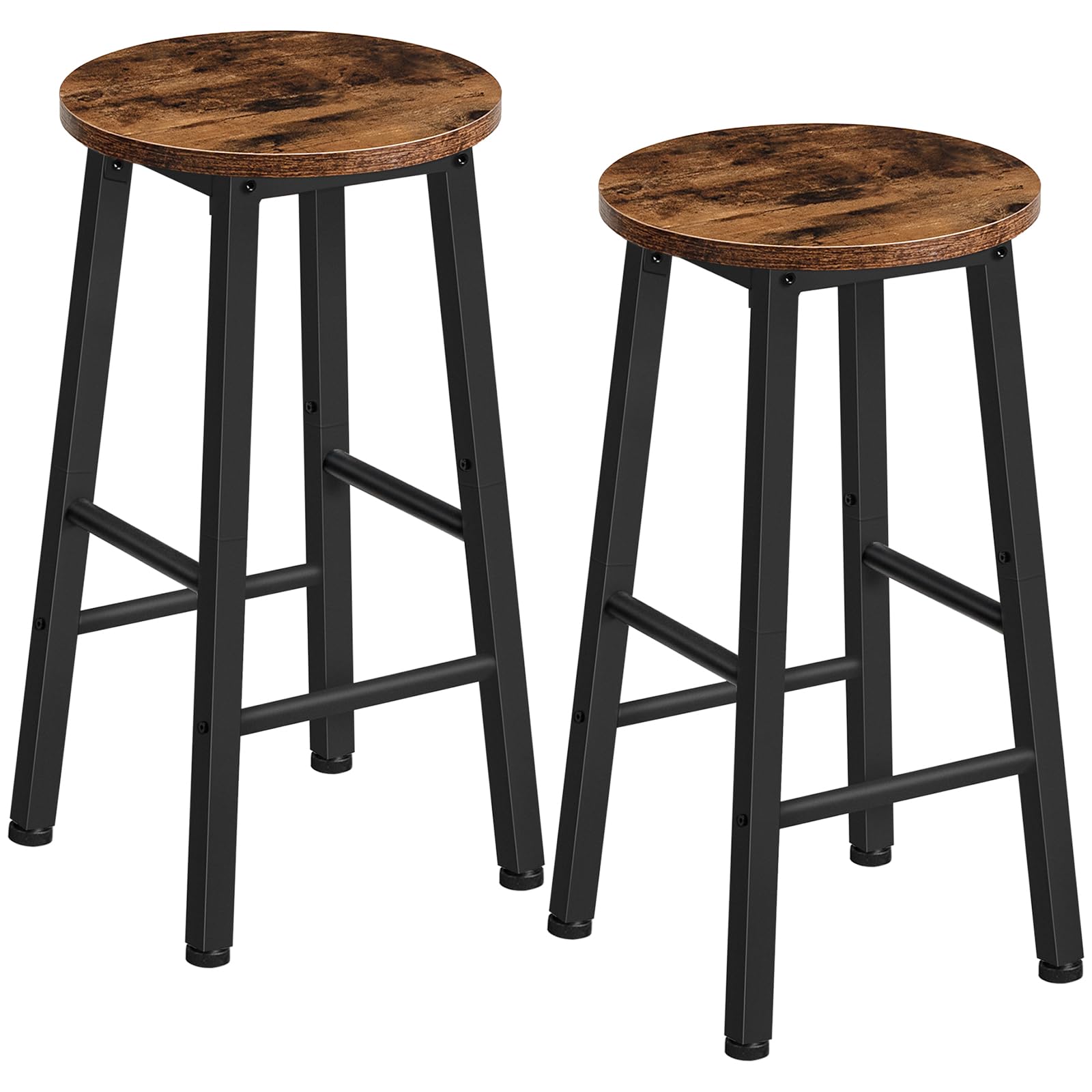 HOOBRO Bar Stools Set of 2, Counter Height Bar Stools, 24.8 Bar Stools for Kitchen Island, Industrial Kitchen Bar Chairs, for Di