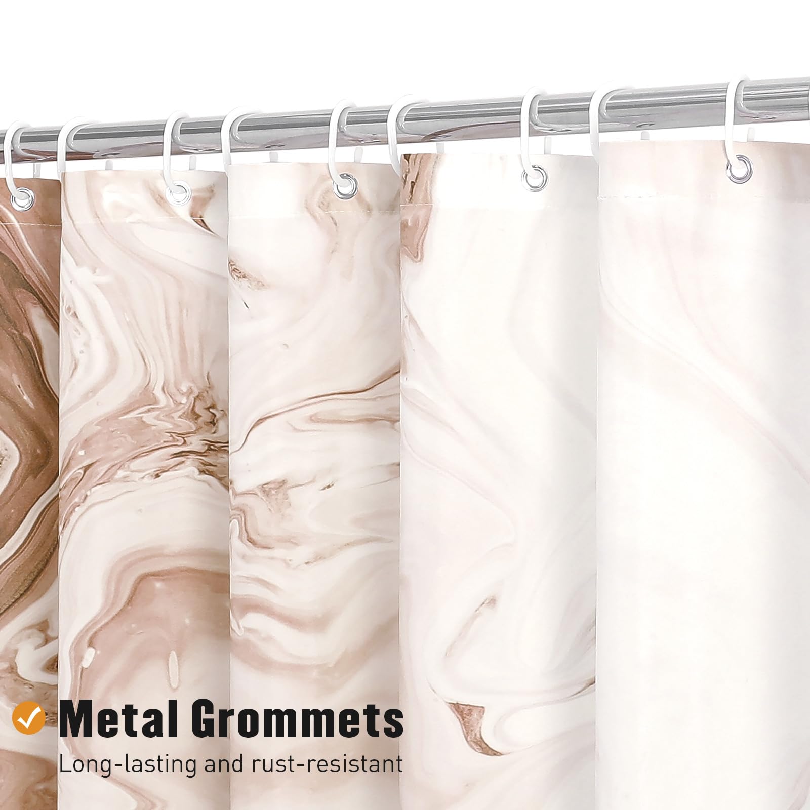Mitovilla Brown Marble Shower Curtain, Abstract Ombre Fabric Shower Curtains For Modern Bathroom Decor, Luxury Cloth Watercolor