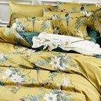 Mixinni Bird Duvet Cover Twin Xl Garden Floral Duvet Cover Cotton Flowers On Yellow Bedding Set Girls Bedding Comforter Cover Fo