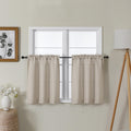 Lecloud Bessie Khaki Short Curtains 24 Inch Length 2 Pcs, Faux Linen Cafe Kitchen Small Curtains with Rod Pocket, Light Filterin