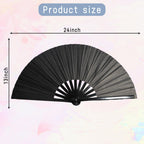 Dmjuncong Large Folding Hand Rave Fan,Clack Handheld Fan,Black Colors Hand Fan,For Festivals, Rainbow Outfits,Disco Party,Home D
