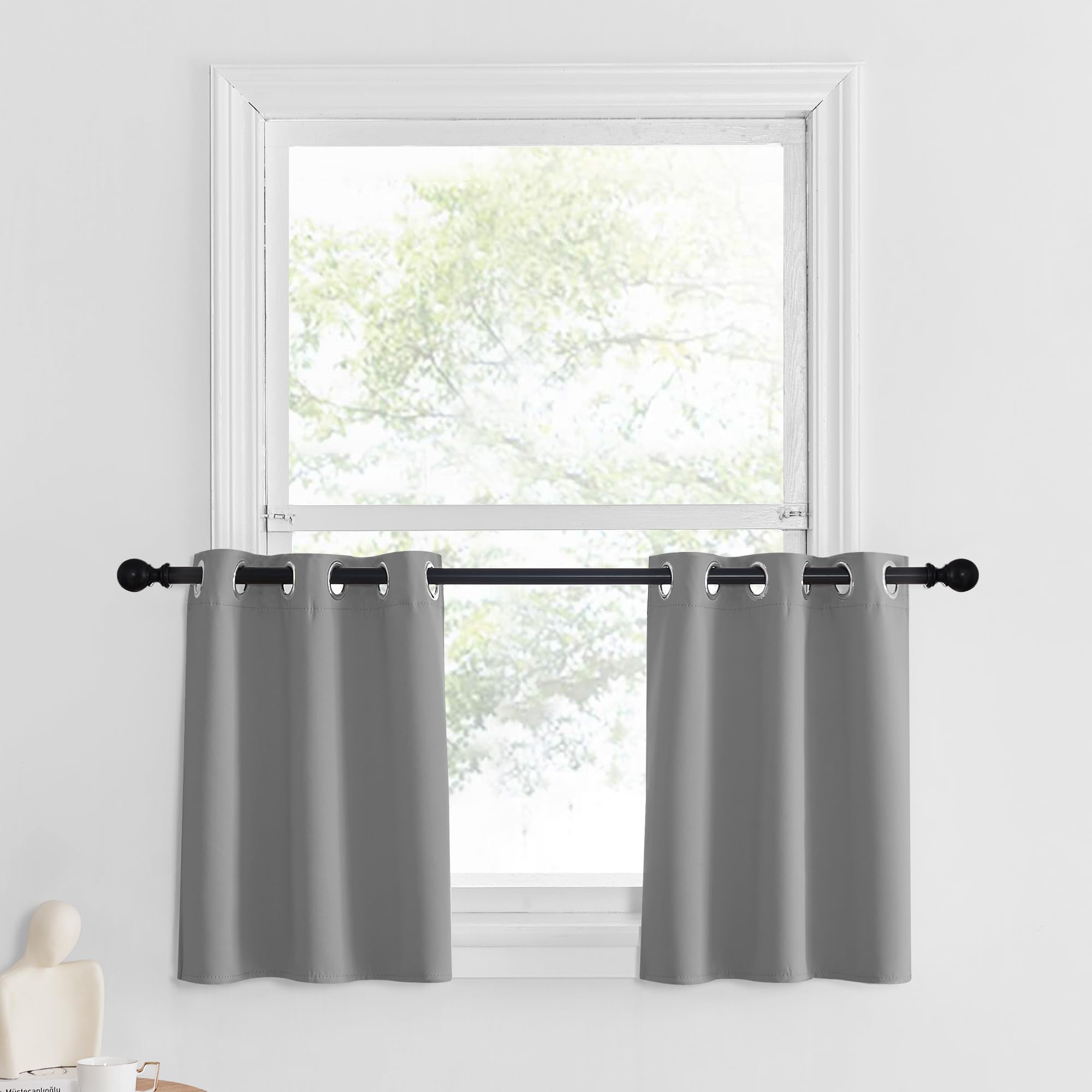 NICETOWN Thermal Insulated Blackout Kitchen Valances Energy Efficient Grommet Valances for Small Window, Window Covering Topper 