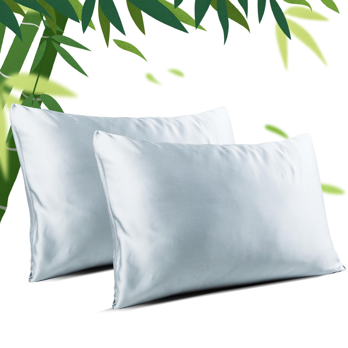 Standard Size Pillow Protectors Viscose Derived From Bamboo - Set Of 2 Zippered, 400 Thread Count Cooling Pillow Case 26X20 Soft
