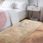 Beige Fluffy Rug For Bedroom, 2'X6' Faux Fur Rug For Runner, Soft Shag Rug For Sofa Couch Cushion, Cozy Shaggy Fuzzy Plush Floor