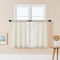 Dukiyo Kitchen Curtains 36 Inch Length Farmhouse Linen Natural Cafe Bathroom Window Curtains Decorative Rod Pocket Semi Sheer Li
