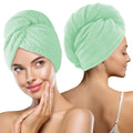 MaopaoBeauty 2 Pack Microfiber Hair Towel Wrap for Women, Super Absorbent Quick Dry Hair Turban for All Hair Style, Large Hair D