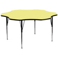 Flash Furniture Wren 60'' Flower Yellow Thermal Laminate Activity Table - Standard Height Adjustable Legs