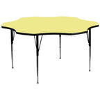 Flash Furniture Wren 60'' Flower Yellow Thermal Laminate Activity Table - Standard Height Adjustable Legs