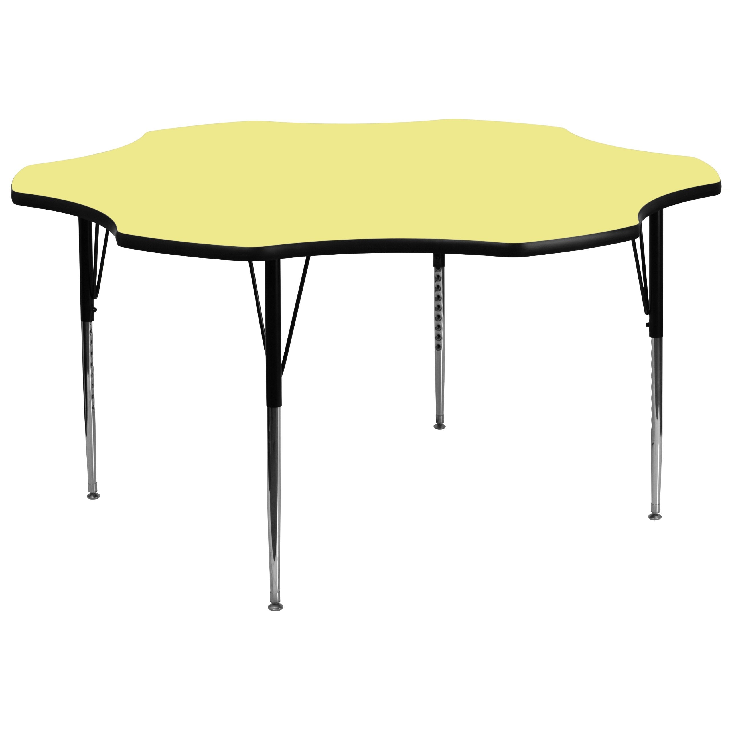 Flash Furniture Wren 60'' Flower Yellow Thermal Laminate Activity Table - Standard Height Adjustable Legs