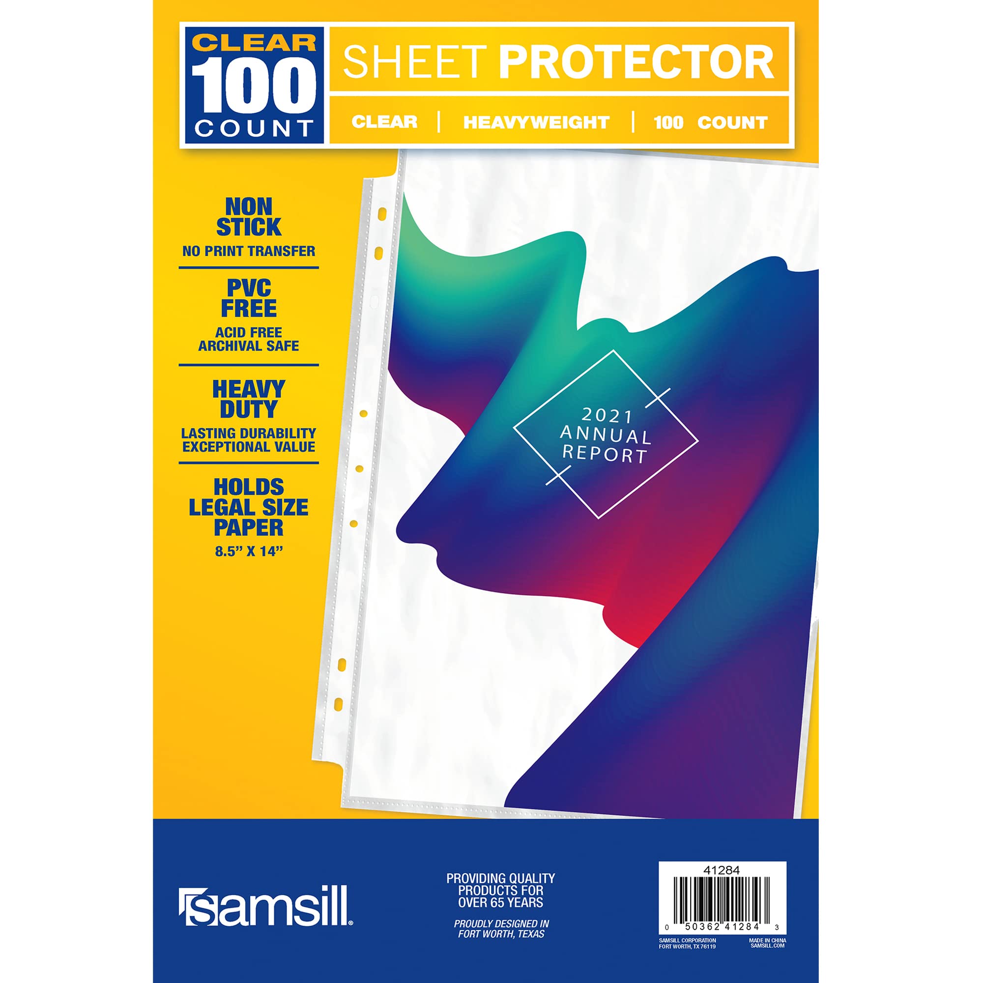 Samsill 100 Pack Legal Sheet Protectors, 8.5 X 14 Inch Document Protectors For Legal Binder, Heavyweight, Clear, Legal Size, Top