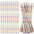 Whaline 36Pcs Valentine'S Day Pencils With Erasers Conversation Heart Pencil Candy Color Love Heart Wood Pencils For Valentine'S