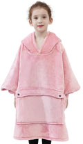 Kfubuo Wearable Blanket Hoodie For Kids Sherpa Patterns Oversized Sweatshirt Blanket With Pocket 6-10 Year Old Girls&Boys Birthd