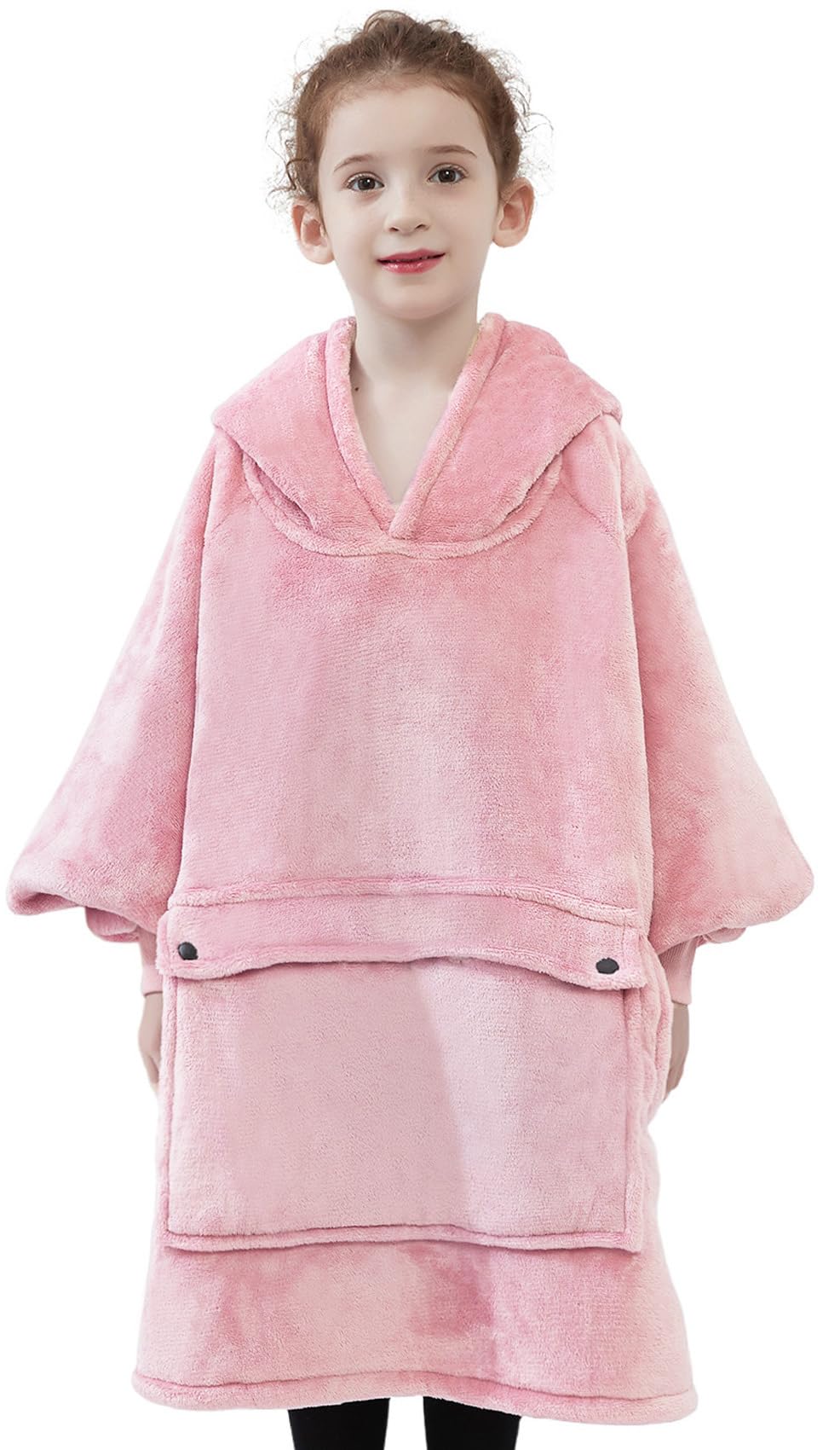 Kfubuo Wearable Blanket Hoodie For Kids Sherpa Patterns Oversized Sweatshirt Blanket With Pocket 6-10 Year Old Girls&Boys Birthd