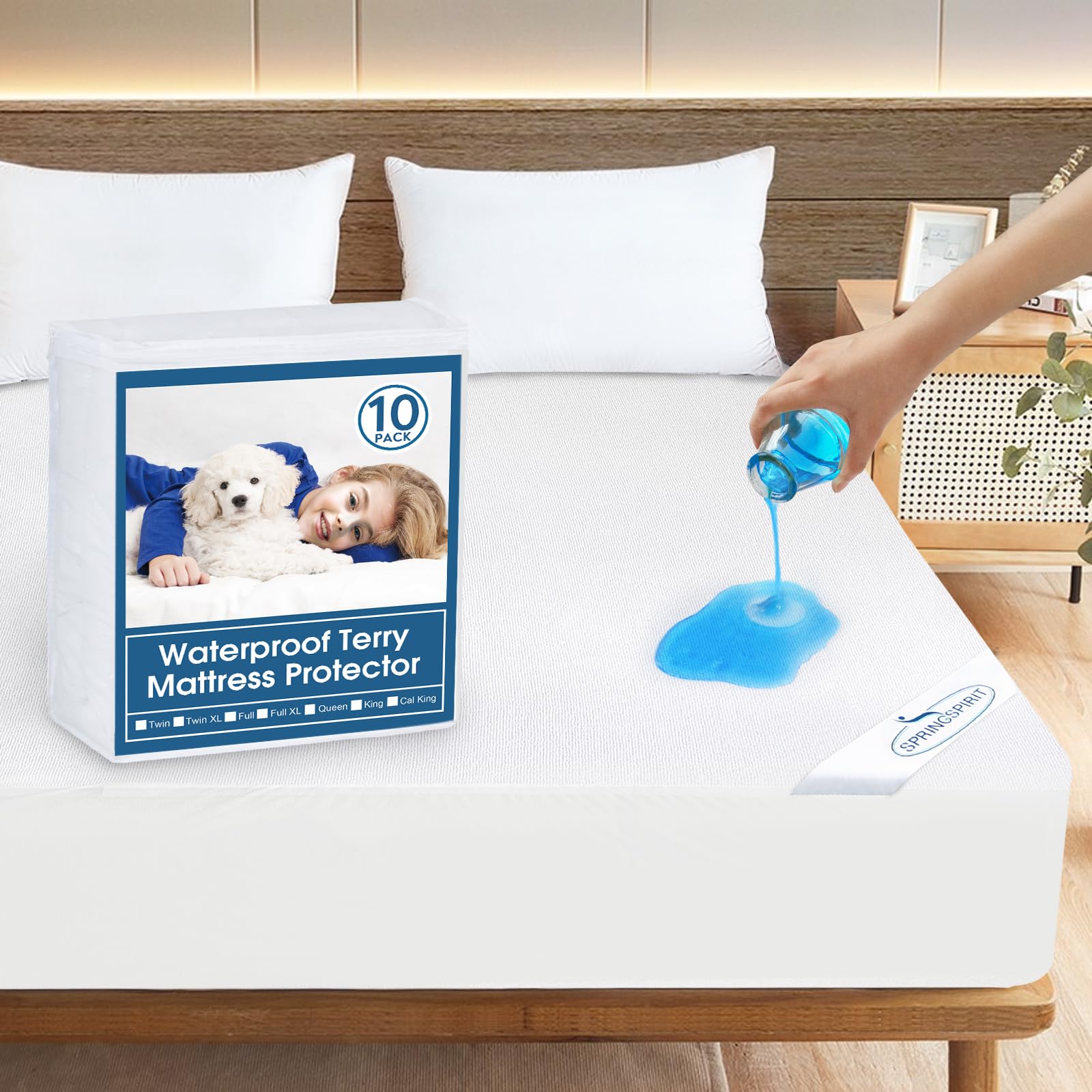 10 Pack Mattress Protector Twin Waterproof Mattress Topper Pad Cover Bed Sheets Fitted Up - 14' Soft & Breathable Terry, Noisel