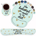 Keyboard Wrist Rest And Mouse Pad Wrist Rest Support Set With Coasters, She Believed She Could So She Did Inspirational Quote Wr