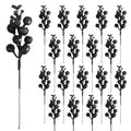 CCINEE 24 Pcs Christmas Sliver Berry Stems,7.8Inch Xmas Artificial Glitter Berry Branches for Christmas Tree Ornaments DIY Xmas 