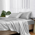 Mr&Hm Satin Bed Sheets, Twin Size Sheets Set, 3 Pcs Silky Bedding Set With 15 Inches Deep Pocket For Mattress (Twin, Silver Grey