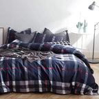 Karever Navy Plaid Comforter Set Twin Multicolor Checkered Bedding Quilt Set Navy Blue Tartan Grid Comforter Striped For Women T