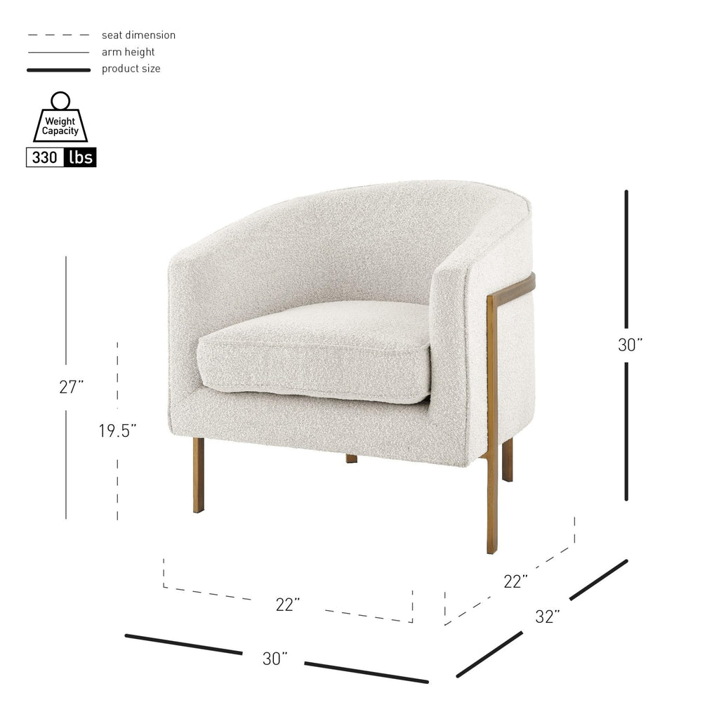 Npd Furniture And More Harrod Fabric Arm Antique Gold Legs Accent Chair, Beige