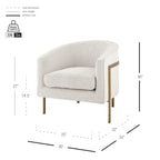 Npd Furniture And More Harrod Fabric Arm Antique Gold Legs Accent Chair, Beige