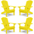 Yefu Adirondack Chairs Set Of 4 Plastic Weather Resistant-Yellow, Modern Poly Lumber Outdoor Chairs Like Real Wood, Widely Used In Outdoor, Patio, Deck, Outside, Fire Pit, Campfire Chairs