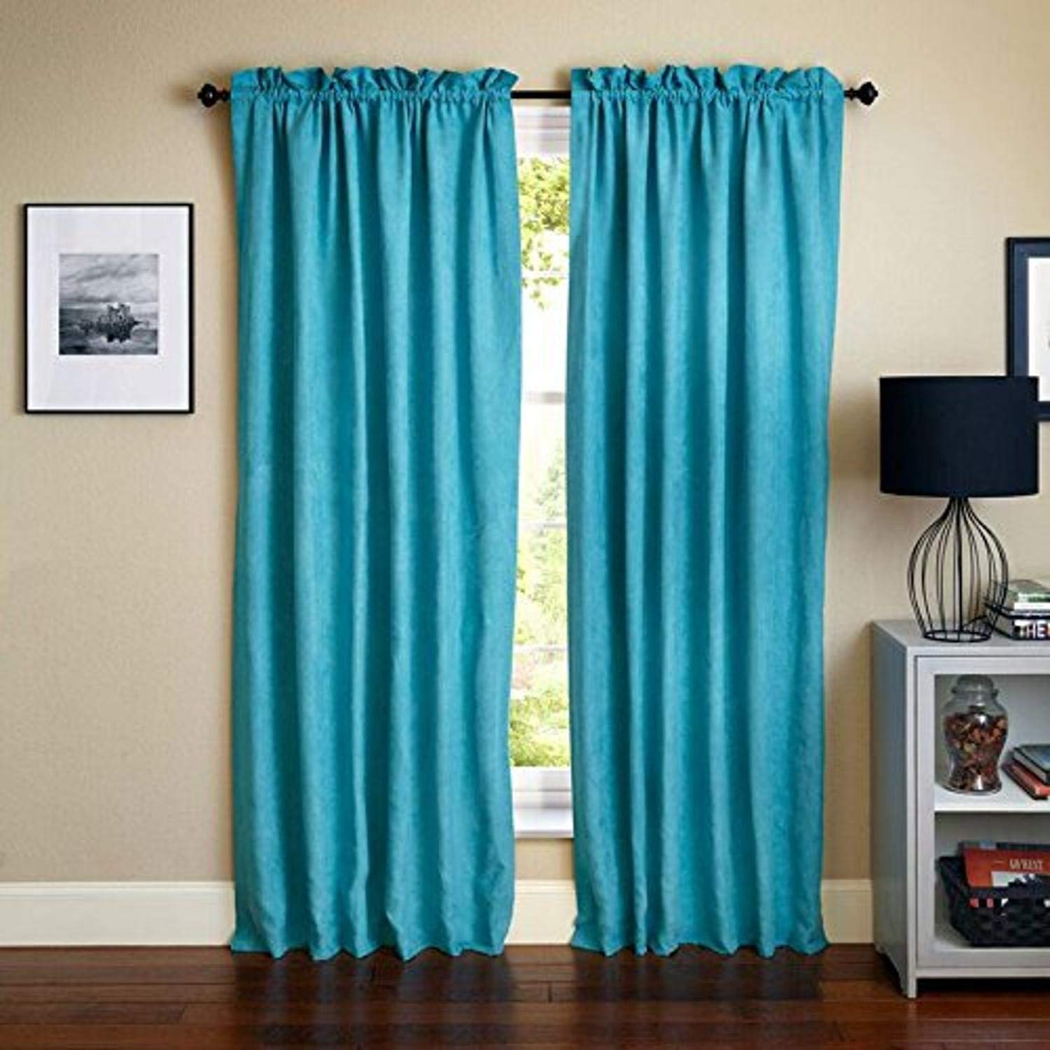 Blazing Needles Reversible Rod Pocket Room-Darkening Microsuede Curtain Panels, 84" by 52", Sage Green 2 Count