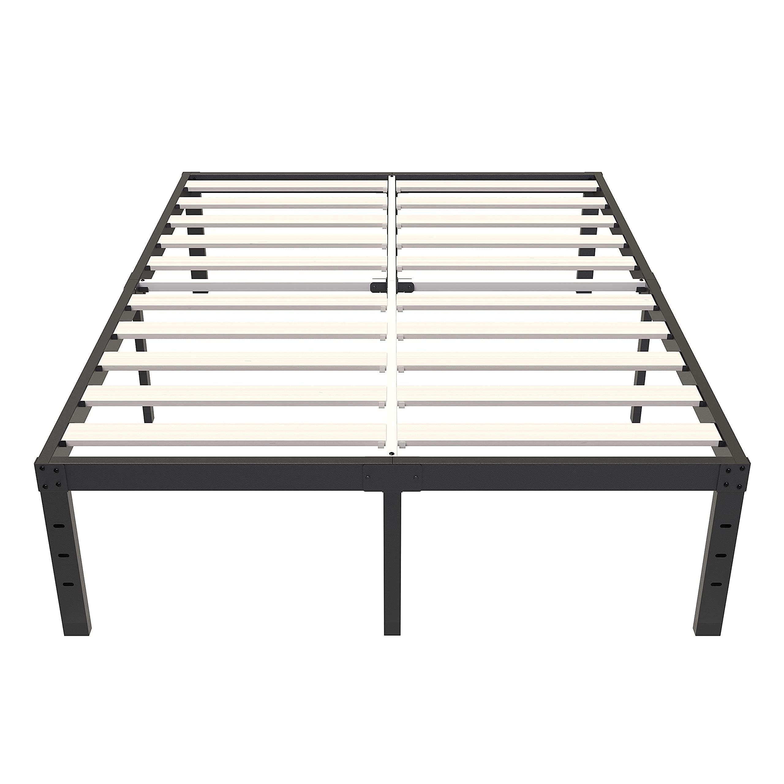 Ziyoo Full Size Bed Frame, 18 Inches Tall, 3 Inches Wide Wood Slats With 3500 Pounds Support For Foam Mattress, No Box Spring Needed, Heavy Duty Metal Platform, Easy Assembly, Noise Free
