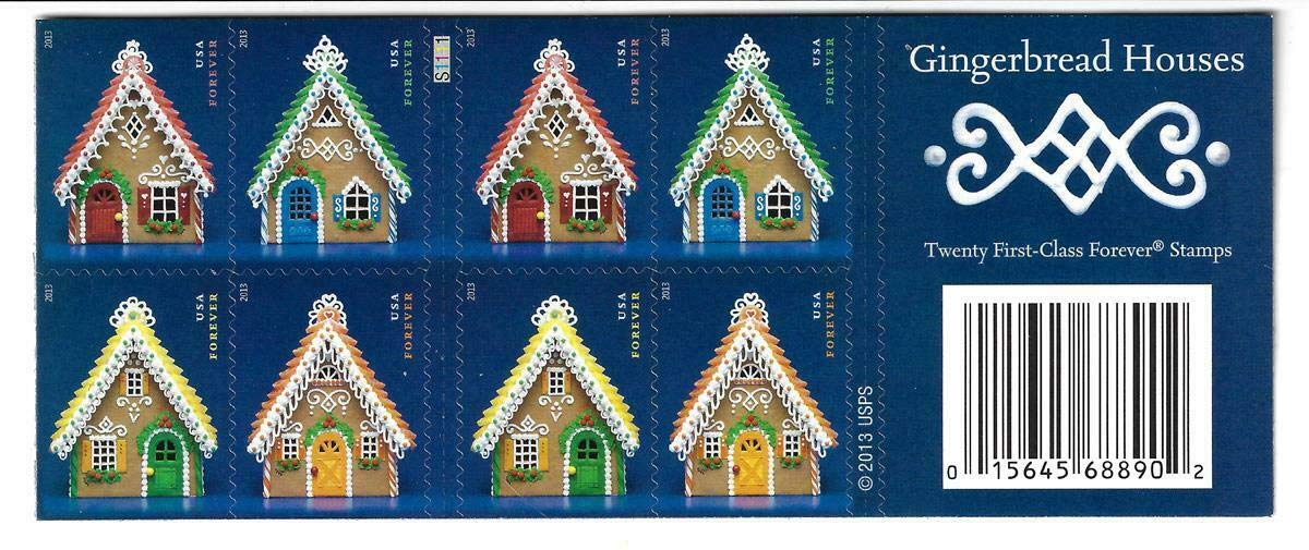 Usps Forever Postage Holiday Gingerbread Houses -- Booklet Of 20