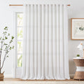 Jinchan Linen Blend White Curtain 96 Inch Length For Living Room Extra Wide For Room Divider Rustic Farmhouse Drape Rod Pocket Back Tab Light Filtering Bedroom Window Curtain 1 Panel Off White