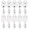 Retractable Badge Holder With Carabiner Reel Clip And Key Ring For Id Card Key Keychain Holders White 10 Pieces