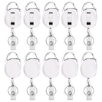 Retractable Badge Holder With Carabiner Reel Clip And Key Ring For Id Card Key Keychain Holders White 10 Pieces