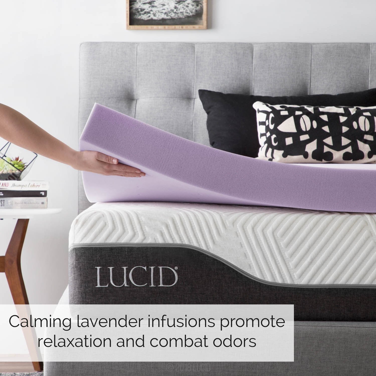 Lucid 4 Inch Lavender Infused Memory Foam Mattress Topper - Ventilated Design - California King Size