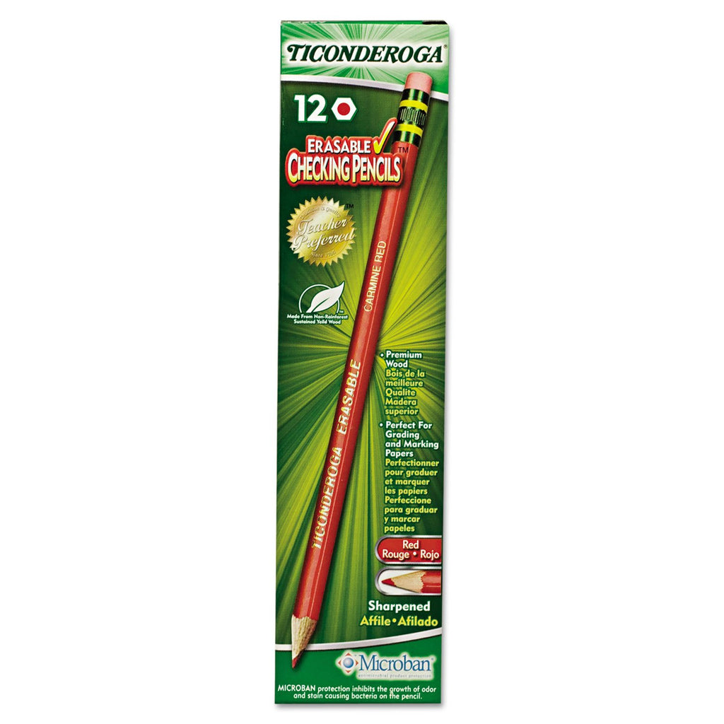 Ticonderoga 14259 Ticonderoga Erasable Colored Pencils, 2.6 Mm, Cme Lead/Barrel, Dozen