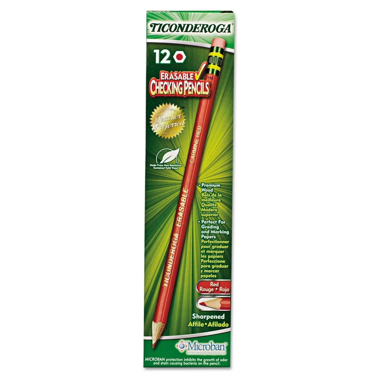 Ticonderoga 14259 Ticonderoga Erasable Colored Pencils, 2.6 Mm, Cme Lead/Barrel, Dozen