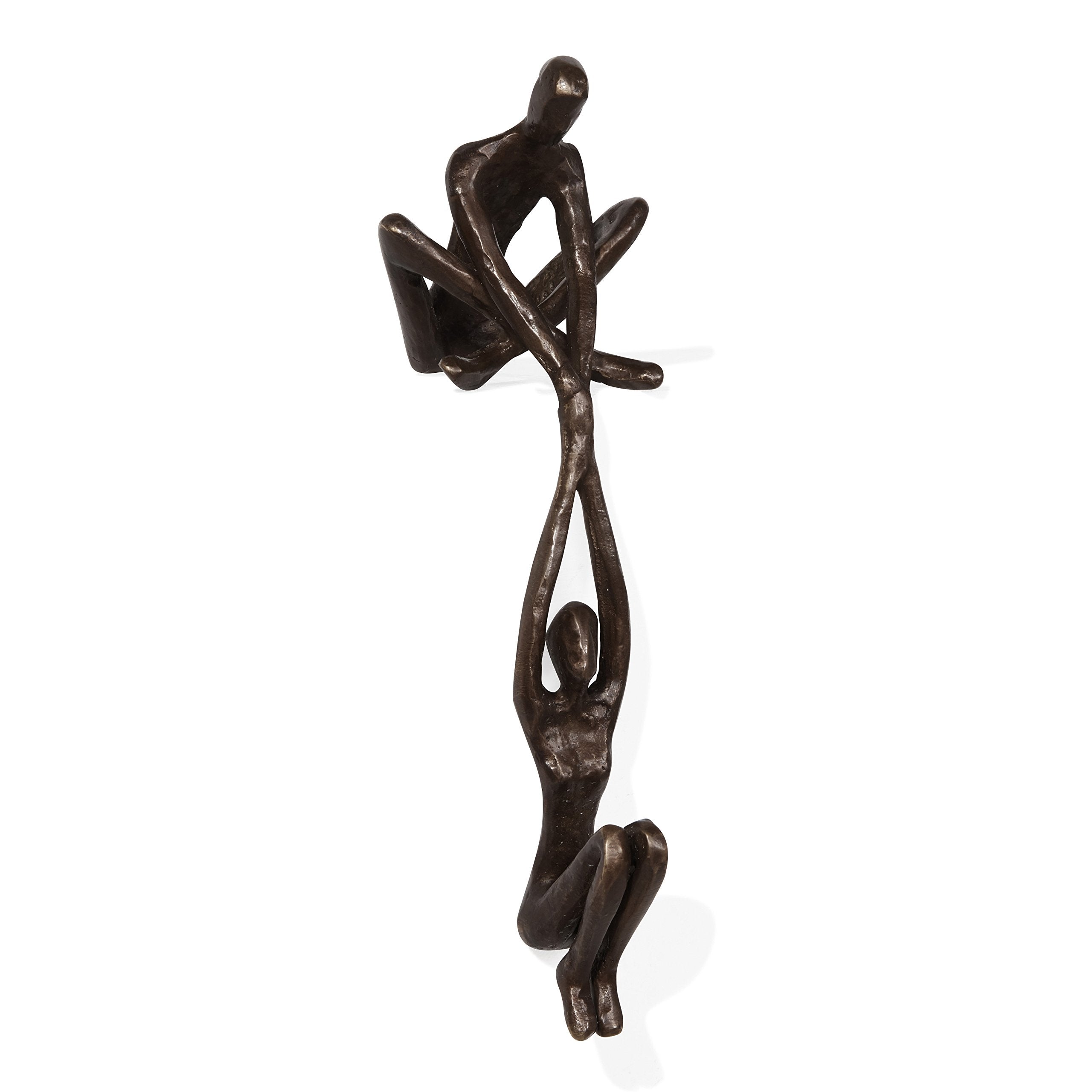 Danya B. ZD16169 Contemporary Metal Shelf Dcor  Bronze Sculpture  Man Lifting Woman from Ledge